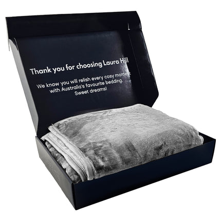 Laura Hill Double-sided Large 220 X 240cm Faux Mink Throw Rug Blanket 800-gsm Heavy - Silver.