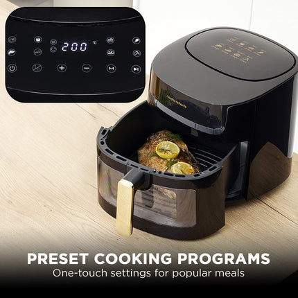 Morphy Richards 6.5L Digital Air Fryer MRAF72BK w/LED Touch Control Panel 8 Preset Cooking Programs Non Stick Drawer.