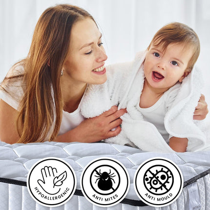 Laura Hill King Single Size Mattress Pocket Spring High Density Foam For Bed.
