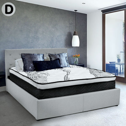 Laura Hill Double Mattress Bed Size Euro Top Topper 5 Zone Spring Foam 32cm.
