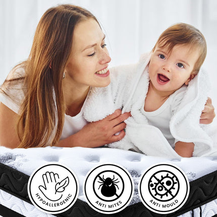 Laura Hill King Mattress Bed Size Euro Top 5 Zone Spring Foam 34cm Bedding.
