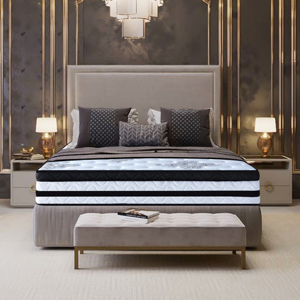 Laura Hill King Mattress Bed Size Euro Top 5 Zone Spring Foam 34cm Bedding.