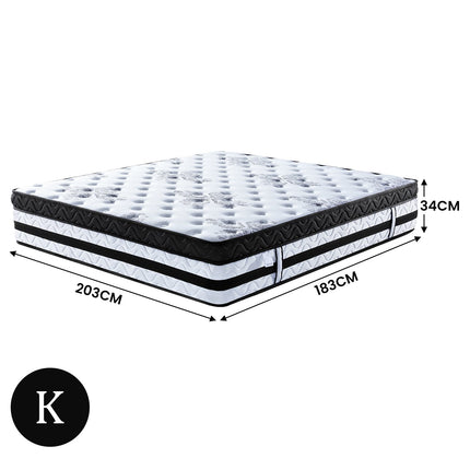Laura Hill King Mattress Bed Size Euro Top 5 Zone Spring Foam 34cm Bedding.