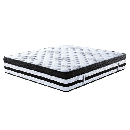 Laura Hill Queen Mattress Bed Size Euro Top 5 Zone Spring Foam 34cm Bedding.