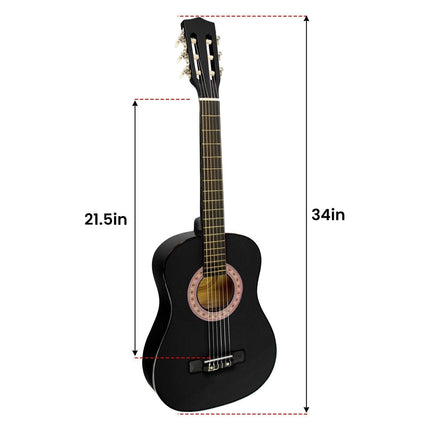 Karrera 34in Acoustic Children Wooden Guitar - Black.