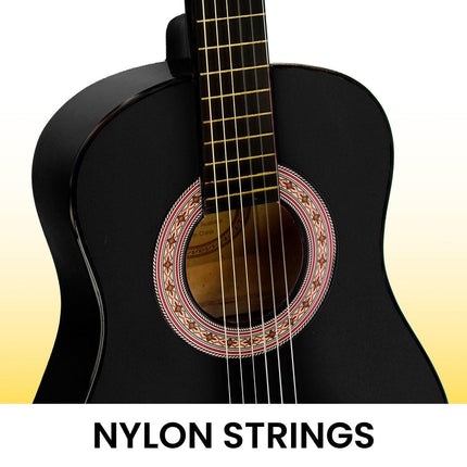 Karrera 34in Acoustic Children Wooden Guitar - Black.