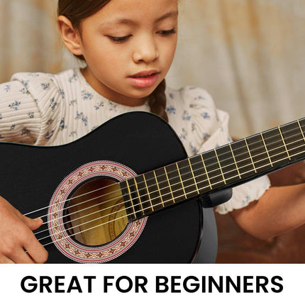 Karrera 34in Acoustic Children Wooden Guitar - Black.