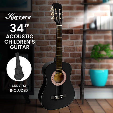 Karrera 34in Acoustic Children Wooden Guitar - Black.
