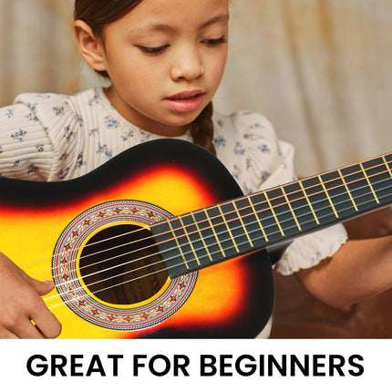 Karrera 34in Acoustic Wooden Childrens Guitar - Sunburst.