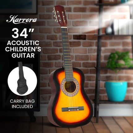 Karrera 34in Acoustic Wooden Childrens Guitar - Sunburst.