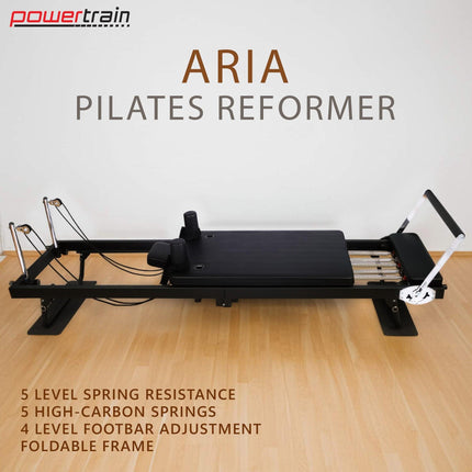 Powertrain Aria Steel Foldable Pilates Board Reformer Multifunctional Core Exercise Set Ab Trainer With Platform Extender Sitting Box Jumpboard And Footbar For Indoor Outdoor Full Body Fitness Home.