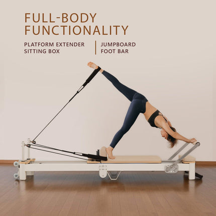 Powertrain Velora Beige Aluminium Foldable Pilates Board Reformer Multifunctional Core Exercise Set Ab Trainer Platform Extender Sitting Box Jumpboard And Footbar Full Body Home.