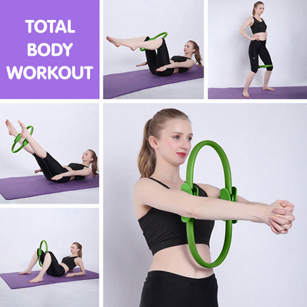 Powertrain Pilates Ring Band Yoga Home Workout Exercise Band Green.