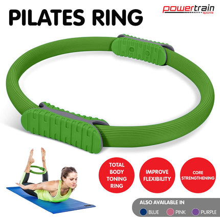 Powertrain Pilates Ring Band Yoga Home Workout Exercise Band Green.