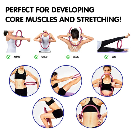 Powertrain Pilates Ring Band Yoga Home Workout Exercise Band Pink.