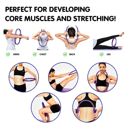 Powertrain Pilates Ring Band Yoga Home Workout Exercise Band Purple.
