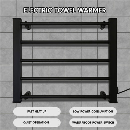 Pronti Heated Towel Rack Electric Bathroom Towel Rails Warmer Ev-90 -black.