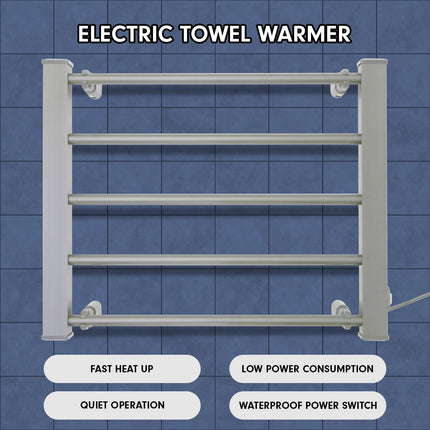 Pronti Heated Towel Rack Electric Bathroom Towel Rails Warmer Ev-90- Silver.
