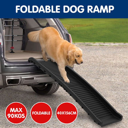 Furtastic Foldable Car Dog Ramp Vehicle Ladder Step Stairs - Black.