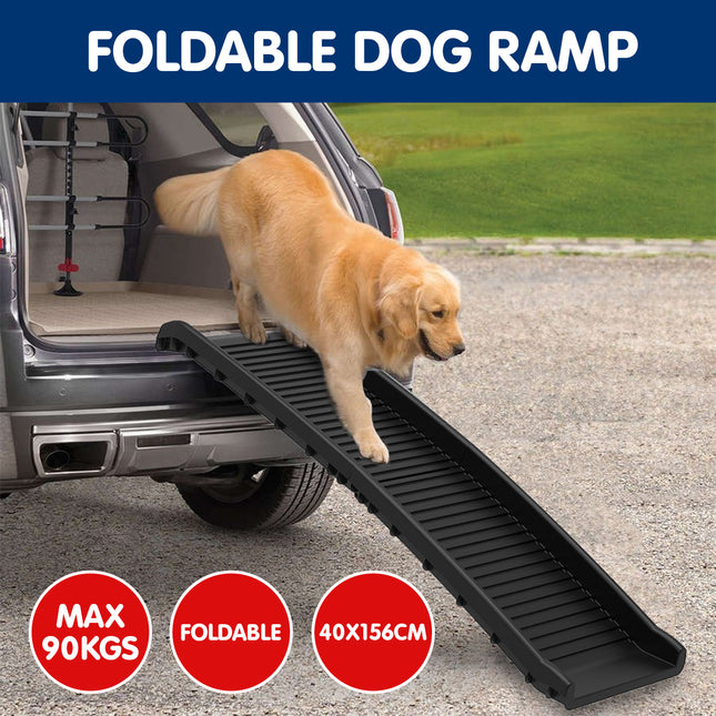 Furtastic Foldable Car Dog Ramp Vehicle Ladder Step Stairs - Black.