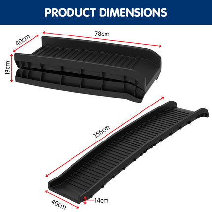 Furtastic Foldable Car Dog Ramp Vehicle Ladder Step Stairs - Black.