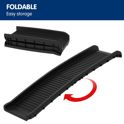 Furtastic Foldable Car Dog Ramp Vehicle Ladder Step Stairs - Black.