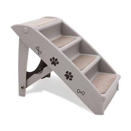 Furtastic Foldable Pet Stairs in Grey - 50cm Dog Ladder Cat Ramp with Non-Slip Mat for Indoor and Outdoor Use.