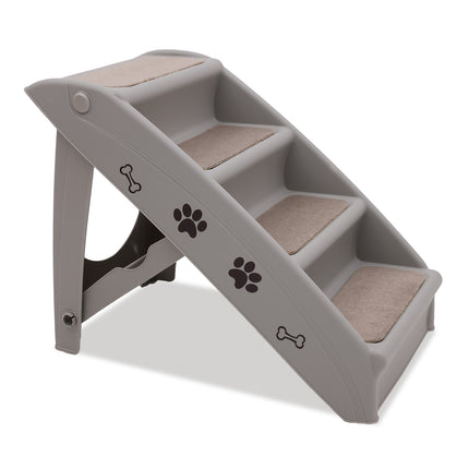 Furtastic Foldable Pet Stairs in Grey - 50cm Dog Ladder Cat Ramp with Non-Slip Mat for Indoor and Outdoor Use.