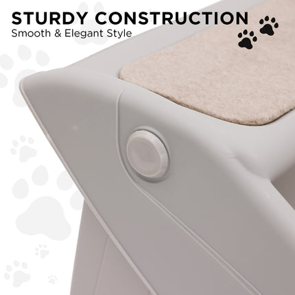 Furtastic Foldable Pet Stairs in Grey - 50cm Dog Ladder Cat Ramp with Non-Slip Mat for Indoor and Outdoor Use.