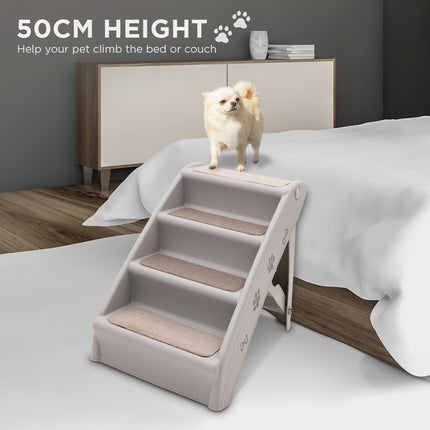 Furtastic Foldable Pet Stairs in Grey - 50cm Dog Ladder Cat Ramp with Non-Slip Mat for Indoor and Outdoor Use.