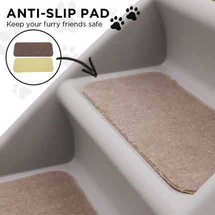 Furtastic Foldable Pet Stairs in Grey - 50cm Dog Ladder Cat Ramp with Non-Slip Mat for Indoor and Outdoor Use.