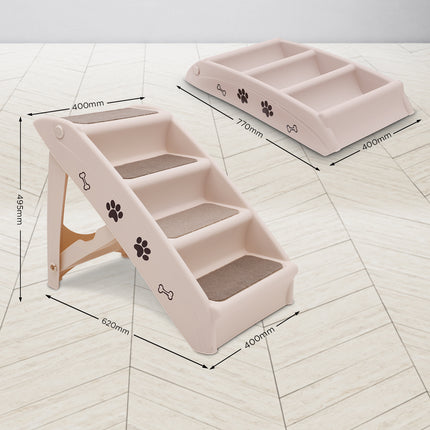 Furtastic Foldable Pet Stairs In White - 50cm Dog Ladder Cat Ramp.