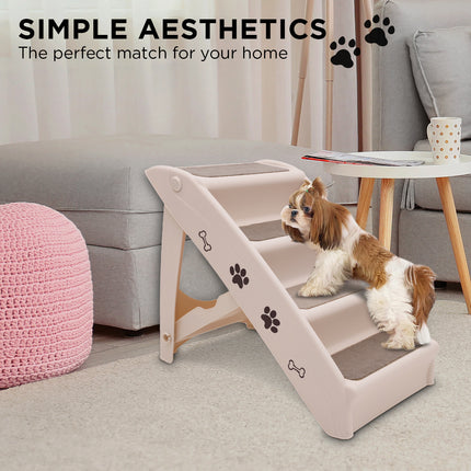 Furtastic Foldable Pet Stairs In White - 50cm Dog Ladder Cat Ramp.