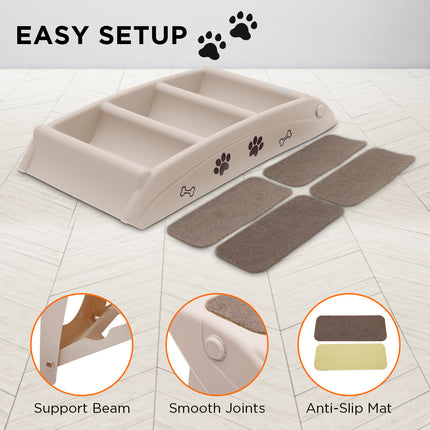 Furtastic Foldable Pet Stairs In White - 50cm Dog Ladder Cat Ramp.