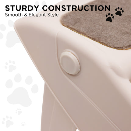 Furtastic Foldable Pet Stairs In White - 50cm Dog Ladder Cat Ramp.