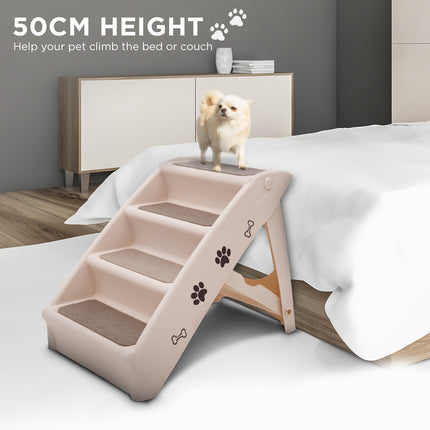 Furtastic Foldable Pet Stairs In White - 50cm Dog Ladder Cat Ramp.