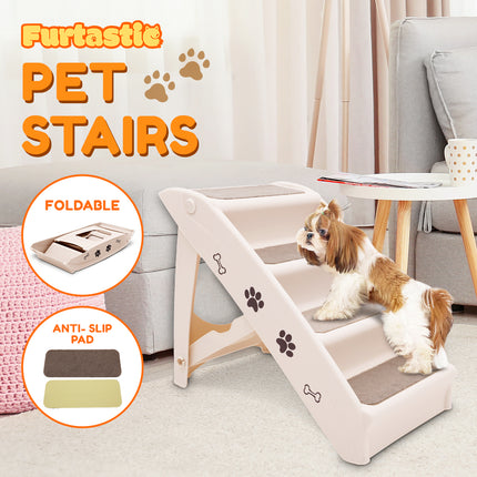 Furtastic Foldable Pet Stairs In White - 50cm Dog Ladder Cat Ramp.