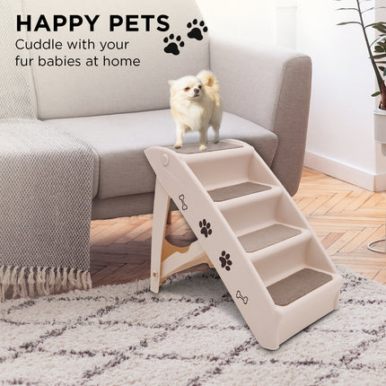Furtastic Foldable Pet Stairs In White - 50cm Dog Ladder Cat Ramp.