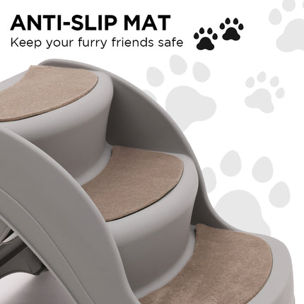 Furtastic Foldable Pet Stairs In Grey - 38cm Dog Ladder Cat Ramp.