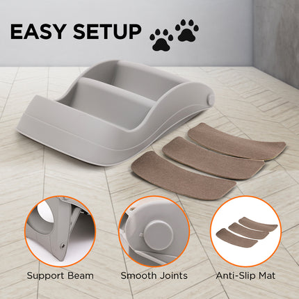 Furtastic Foldable Pet Stairs In Grey - 38cm Dog Ladder Cat Ramp.
