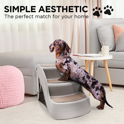 Furtastic Foldable Pet Stairs In Grey - 38cm Dog Ladder Cat Ramp.