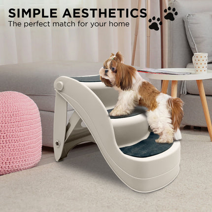Furtastic 38cm Foldable Pet Stairs Ramp - White.