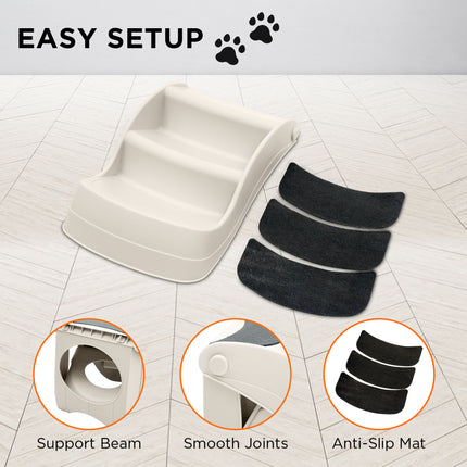 Furtastic 38cm Foldable Pet Stairs Ramp - White.
