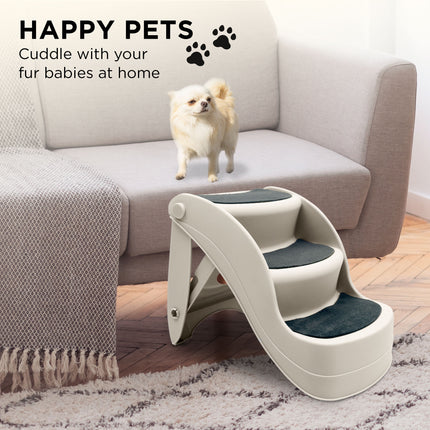 Furtastic 38cm Foldable Pet Stairs Ramp - White.