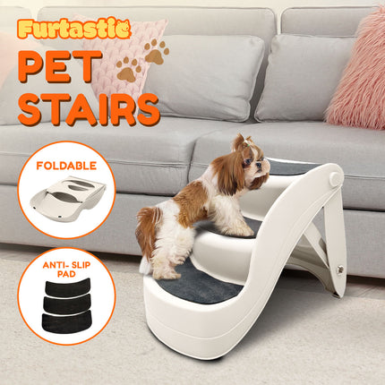 Furtastic 38cm Foldable Pet Stairs Ramp - White.