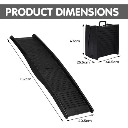 Furtastic 152cm Portable Dog Pet Ramp - Black.