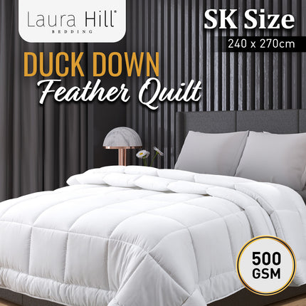 Laura Hill 500GSM Duck Down Feather Quilt Comforter Doona - Super King.