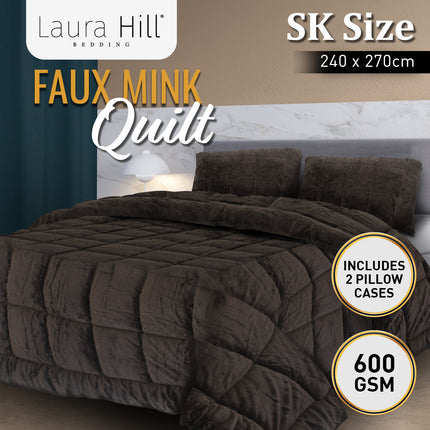 Laura Hill Faux Mink Comforter Quilt Doona Duvet 600GSM - Super King.
