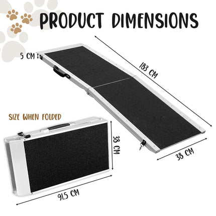 Kartrite Foldable Aluminium Dog Ramp -  183 x 38cm.