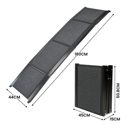Furtastic Dog Ramp For Cars Pet Ramp For Puppy Medium Dogs Old Dogs & Cats Non-slip Felt Surface Aluminium Frame Folding Portable Safety Pet Stairs.